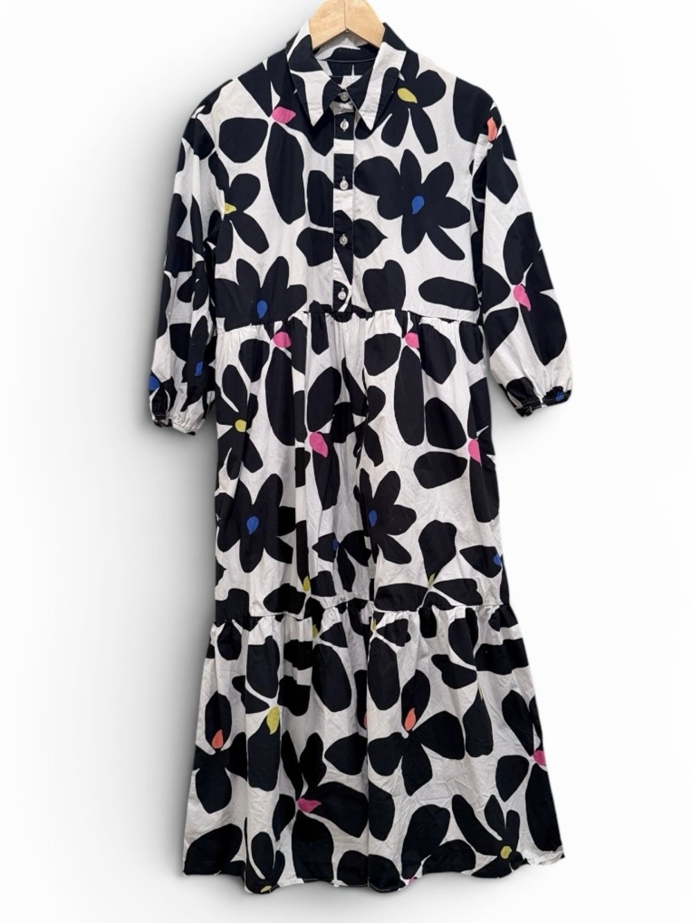 MAEVE x ANTHROPOLOGIE The Bettina Tiered Midi Shirt Dress M - Picture 2 of 12